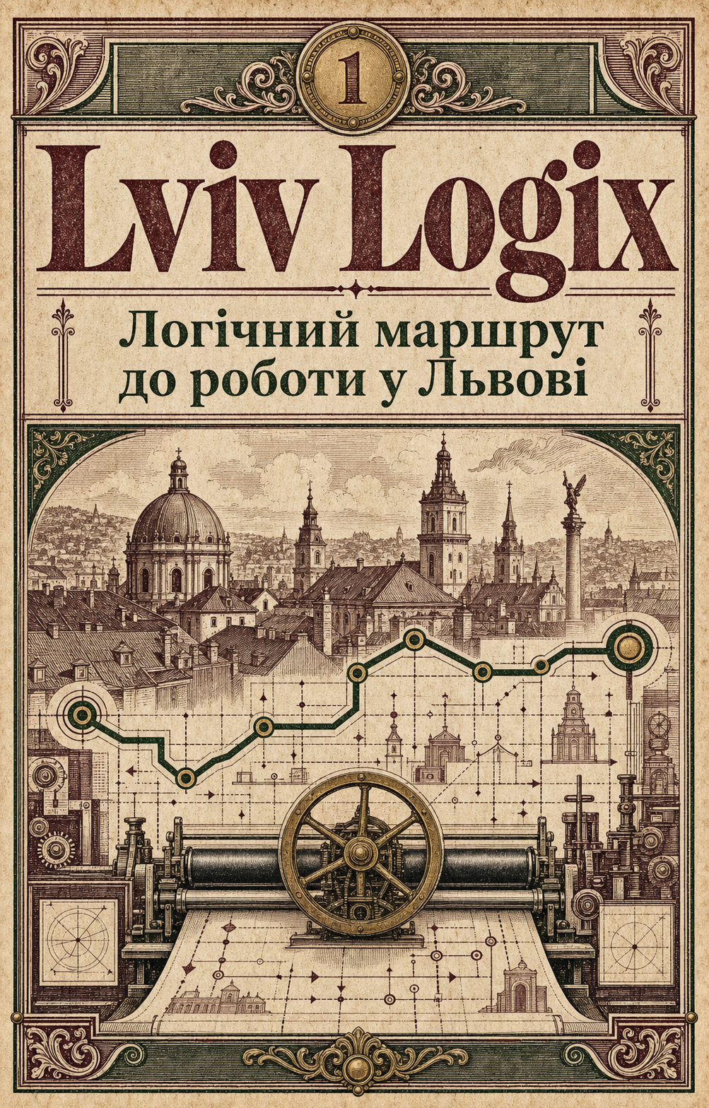 Гравюрний постер Lviv Logix — Логічний маршрут до роботи у Львові